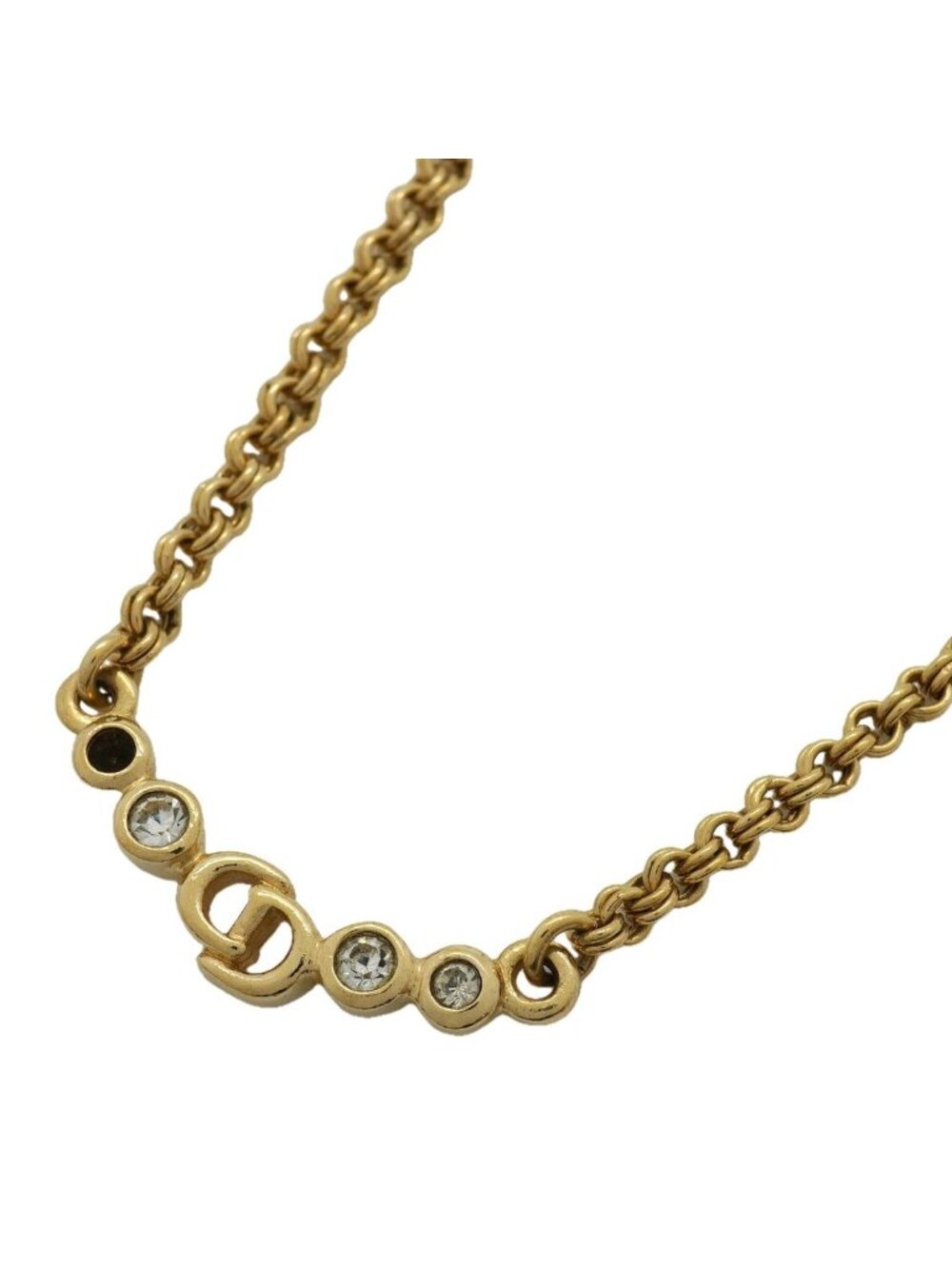 Dior Necklace CD Logo Gold Plated Rhinestone